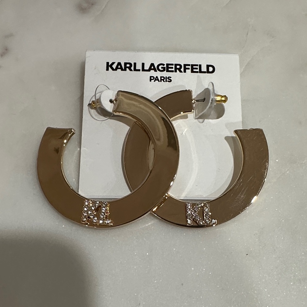 Karl Lagerfeld Gold C-Shaped Earrings